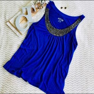 Apt. 9 Royal Blue Beaded Blouse